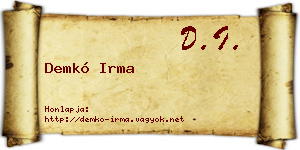 Demkó Irma névjegykártya